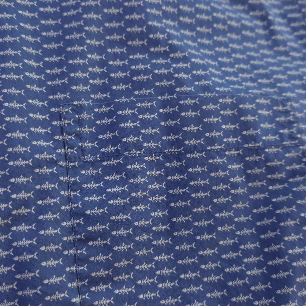 Vineyard Vines Slim Fit Murray Shirt Large Blue Fish Bones Geometric Long Sleeve - Picture 3 of 8